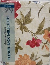 Flannel Back Vinyl Tablecloth 60&quot; Round (4-6 people) COLORFUL LEAVES # 2, AP - £12.44 GBP