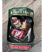 Trim A Home Santa Driving Car Christmas Tree Hanging Ornament New Vintage - $18.05