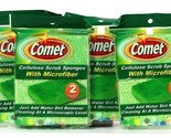 4 Packs Comet Cellulose Scrub 2 Count Sponges With Microfiber Just Add W... - £15.95 GBP