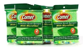 4 Packs Comet Cellulose Scrub 2 Count Sponges With Microfiber Just Add Water - £15.71 GBP