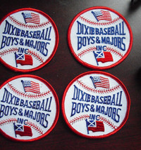 Lot of 4 Vintage Embroidered Patches Dixie Baseball Boys &amp; Majors Inc 3&quot; Wide - £17.09 GBP