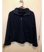 Lands End Womens SZ Medium Petite Full Zip Fleece Lined Navy Blue Jacket - $260.53 MXN
