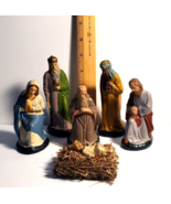 7 Piece OLD Vintage GERMAN GERMANY Nativity Set Composition 5&quot; Figures 3... - $21.76