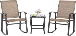 Shintenchi 3 Piece Rocking Bistro Set, Outdoor Furniture With Rocker, Brown - $172.96