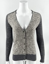 Ann Taylor Loft Cardigan Sweater Sz XS Gray Shimmer Linen Blend V Neck - £18.55 GBP