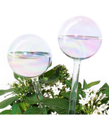 [2 PCS] Light Iridescent Rainbow Gradient Color Clear Glass Self-Waterin... - $368.87 MXN