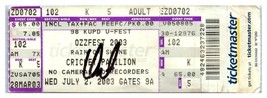 Ozzfest Ticket Stub Juillet 2 2003 Phœnix Arizona - £21.25 GBP