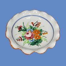 Vintage Hand Painted Ceramic Ruffle Edge Pie Plate Serving Bowl Made Ita... - $34.27
