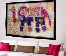 Indischer Vintage Baumwolle Wandteppich Ethno Elefant Hängedeko Hippie X55 - £23.70 GBP