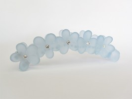 Powder blue frosted flower banana hair claw clips with swarovski crystals - £10.32 GBP