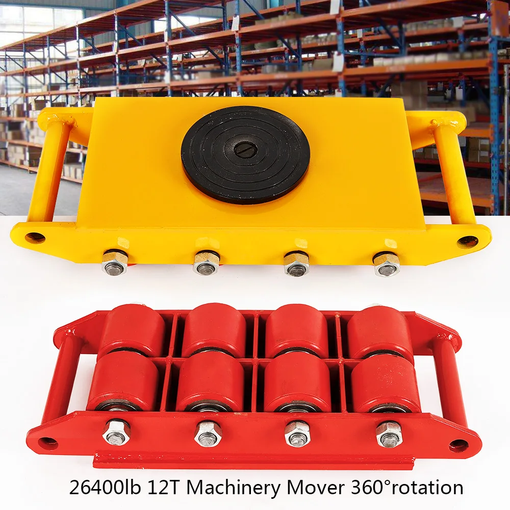 12T Industrial Dolly Skate Roller Tru Carts 360 Rotation hinery Mover(Yellow/Red - $220.94