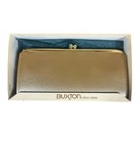 Vtg Buxton Miss Buxton Gold Contessa Cowhide Leather Long Wallet Kiss Lo... - $41.69 CAD