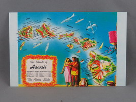Vintage Postcard - Hawaii Map Image - Hawaiian Services Inc. - $15.00