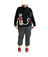 Coldwater Creek Womens Winter Wool Zipper Vest Large Black with Cat Appl... - £16.07 GBP