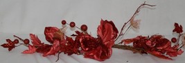Unbranded SXW035429RD Glittery Red Holly Berries Lace Leaves Swag Decoration - £15.05 GBP
