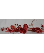 Unbranded SXW035429RD Glittery Red Holly Berries Lace Leaves Swag Decora... - £15.16 GBP