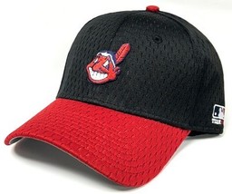 Cleveland Indians MLB OC Sports Black Chief Wahoo Hat Cap Stretch Fit Me... - $24.99