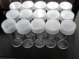 Lot of 15 BCW Quarter Round Clear Plastic Coin Storage Tubes w/ Screw On... - £12.02 GBP