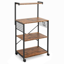 4-Tier Kitchen Baker&#39;s Rack on Wheels - Color: Brown - £103.98 GBP