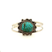 Vintage Sterling Native American Large Natural Turquoise Stone Cuff Bracelet 6 - £97.38 GBP