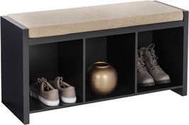 Shf-09545 Black, Honey-Can-Do 3-Cube Storage Bench With Cushion And Cubb... - £66.39 GBP