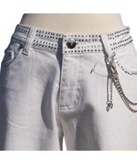 Cache White Denim Embellished Flare Jean Pant Rhinestone Chain Belt New ... - $91.90 CAD