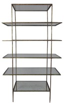 59" Brass Iron and Glass Five Tier Etagere Bookcase - $27,482.92 MXN