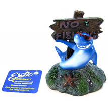 Blue Ribbon Cool Shark No Fishing Sign Aquarium Ornament 1 count Blue Ribbon Coo - £12.71 GBP