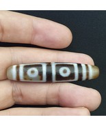 Perle d&#39;amulette Dzi 4 yeux motifs rares en agate chinoise tibétaine - $51.67