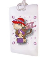 HATTERS MONKEY AROUND WHITE LUGGAGE TAG &amp; STRAP FOR LADIES OF SOCIETY TR... - $246.89 MXN