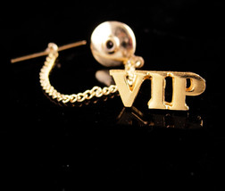 VIP Tie tack - Very Important Person pin - Vintage tie tack with chain -... - $85.00