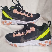 Nike React Element 55 Premium CD6964-002 Black Coral Running Shoes Womens Size 8 - £55.93 GBP