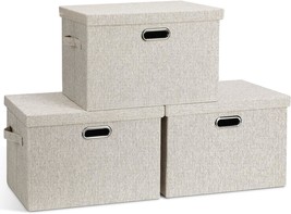 Big 17&quot; X 36 Quart Collapsible Stackable Storage Bins With Lids, 3 Packs Lidded - £37.05 GBP