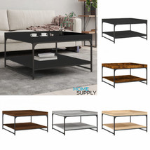 Industrial Wooden Square Living Room Coffee Table With Lower Shelf Metal Frame - £62.35 GBP+