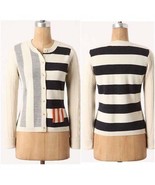 Anthropologie Charlie Robin Scattered Rows Striped Holiday Wool Cardigan... - £39.44 GBP