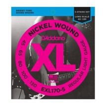 D&#39;Addario EXL170-5 5-String Nickel Wound Bass Guitar Strings, Light - $26.99