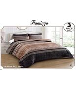 FLAMINGO GEOMETRIC BLACK BLANKET WITH SHERPA SOFTY AND WARM 3 PCS QUEEN ... - $59.39