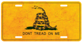 Gadsden Don&#39;t Tread On Me Yellow Snake Vintage Aluminum Embossed License Plate - £15.13 GBP