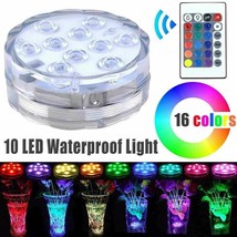 RGB 10 LED Remote Controlled Submersible Light for Aquariums Ponds Party Wedding - £11.10 GBP