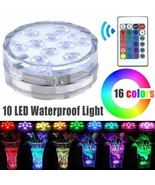 RGB 10 LED Remote Controlled Submersible Light for Aquariums Ponds Party... - £10.85 GBP