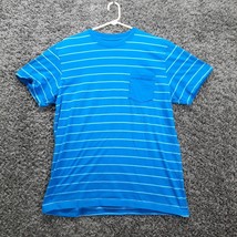 Foot Locker Shirt Men Large Blue Stripe Front Breast Pocket Crew Neck T Tee - £11.15 GBP