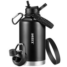 AOZEX Half Gallon Insulated Water Bottle with Straw, 64 oz Stainless Steel Large - £39.34 GBP