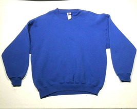 Vintage Franklin Sweatshirt Mens XL Blank Blue 50/50 Cotton Blend Crew Neck - $18.69