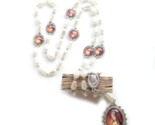 White Tear Drop Bead Chaplet Rosary of Seven Sorrows Mary Glass Pearl Ca... - $19.99
