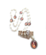 White Tear Drop Bead Chaplet Rosary of Seven Sorrows Mary Glass Pearl Ca... - $19.99