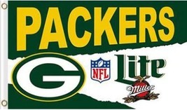 Green Bay Packers Team Flag 3X5 Ft Polyester Banner USA 90x150cm - $375.42 MXN