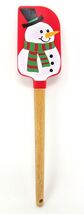 Snowman Spatula Christmas Red Silicone Wood Handle 8in Kitchen Scraper D... - $10.88
