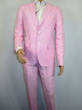 Mens Premium 100% Linen Cocktail Suit by INSERCH Breathable and cool SU880 Pink image 2