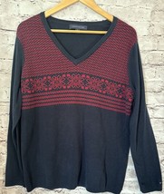Tommy Hilfiger Blue Burgundy Snowflake Women’s Sweater Cotton XL - $210.05 MXN