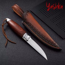 Hunting Knife M390 Fixed Blade Outdoor Camping Fishing BBQ Tool Leather ... - $46.56